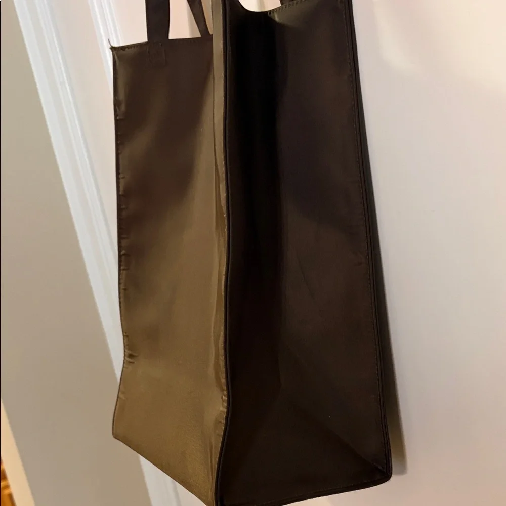 Saks Fifth Avenue Dark Brown Carryall Satin Tote - Picture 7 of 11